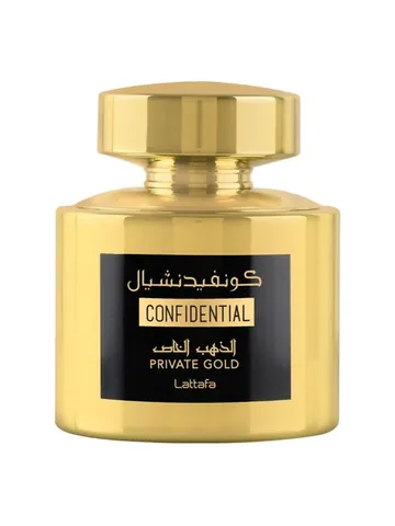 Lattafa Perfumes Confidential Private Gold bottle